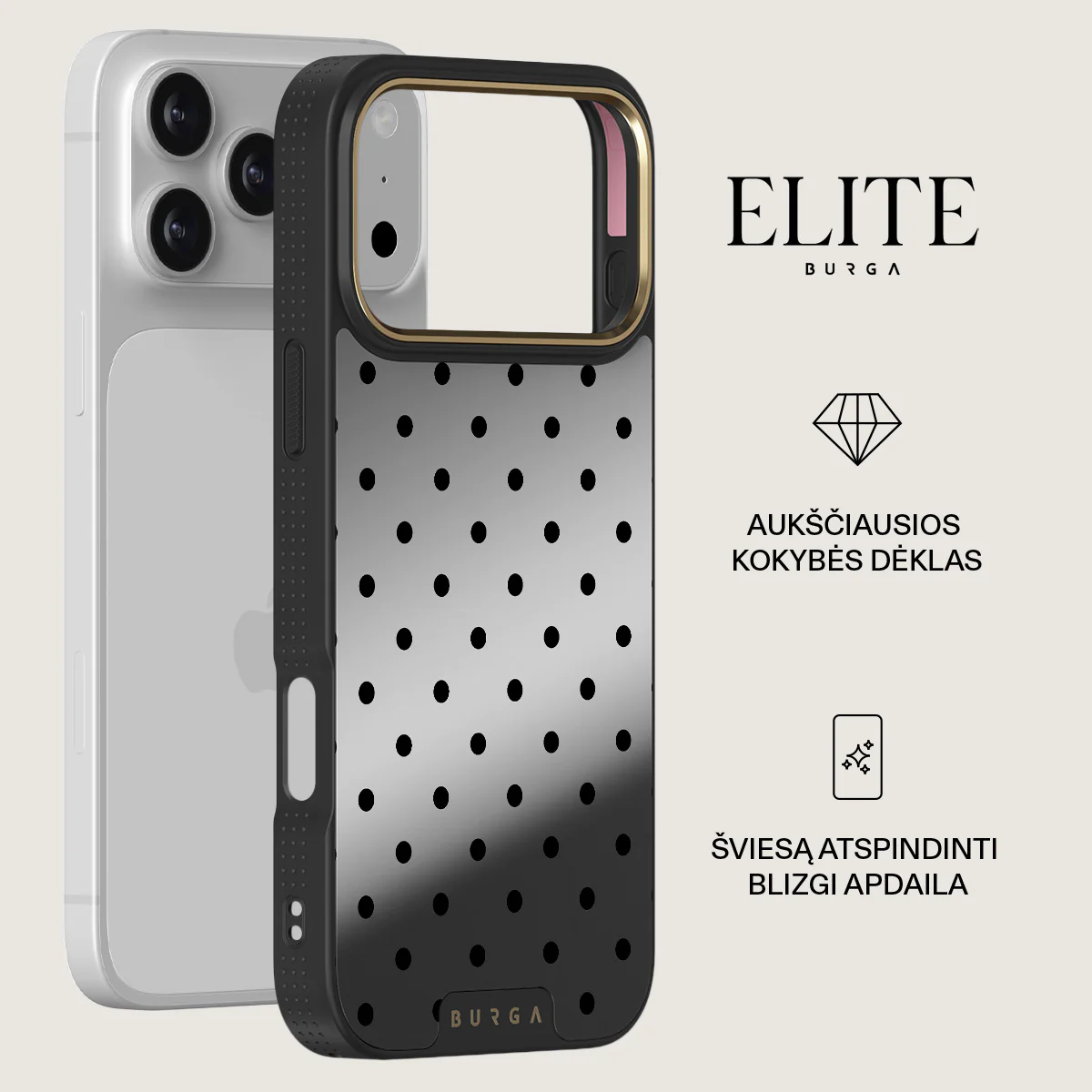 BURGA Elite Halo Gold Mirror MagSafe Compatible Case For iPhone 17