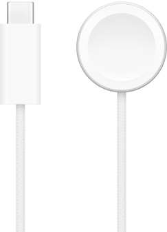 USB-C įkroviklis šalia „Apple Watch“ magnetinio greitojo įkroviklio
