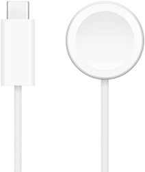 USB-C įkroviklis šalia „Apple Watch“ magnetinio greitojo įkroviklio