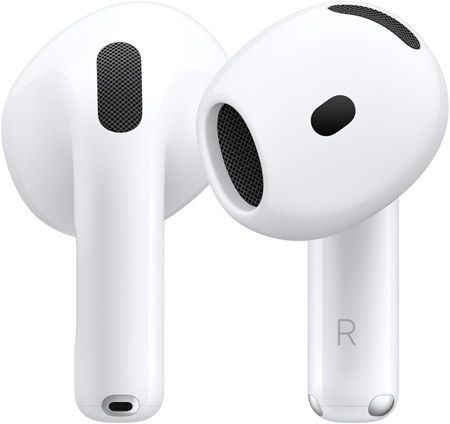 „AirPods 5“ ausinės iš priekio ir galo – matomas jų dizainas