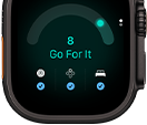 „Apple Watch Ultra 4“, titano korpusas, juoda spalva, pasirengimo įvertinimas 8, dešinė pusė iš išorės, „Digital Crown“, iškilęs šoninis mygtukas