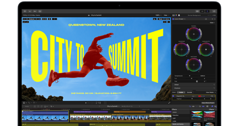 „MacBook Air“ screen showing video editing to demonstrate M5 chip capabilities