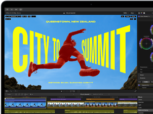 „MacBook Air“ screen showing video editing to demonstrate M5 chip capabilities
